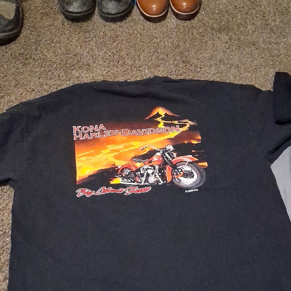 Harley-Davidson Black T-Shirt with Orange Motorcycle Graphic